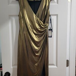 Elegant Gold Draped Dress